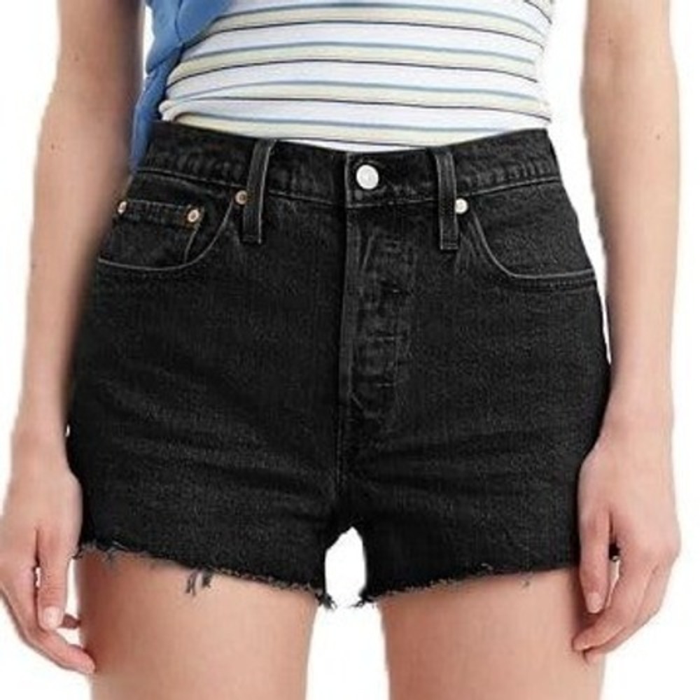Levi's 501 Original Shorts Black Denim Cut Off Size 30 High Rise NWT 56327-0012